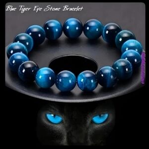🆕 BLUE TIGER'S EYE NATURAL STONE BEAD BRACELET - 8MM HI-GRADE BEADS